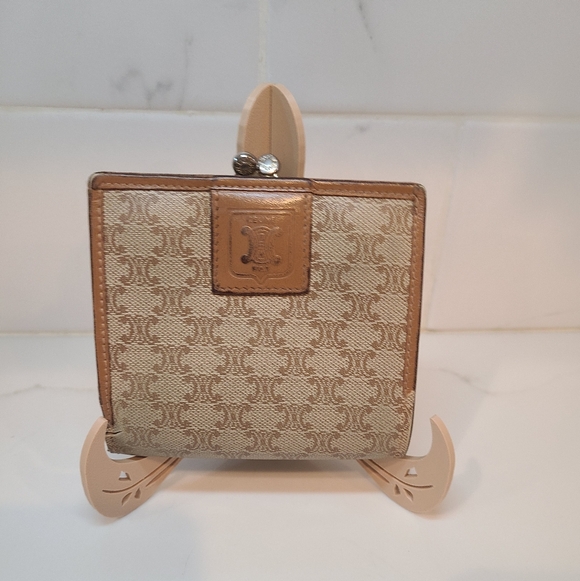 Celine Handbags - Celine Vintage Kisslock Tan and Brown  Wallet Fair